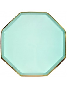 Pratos Octogonais Verde Água|23cm